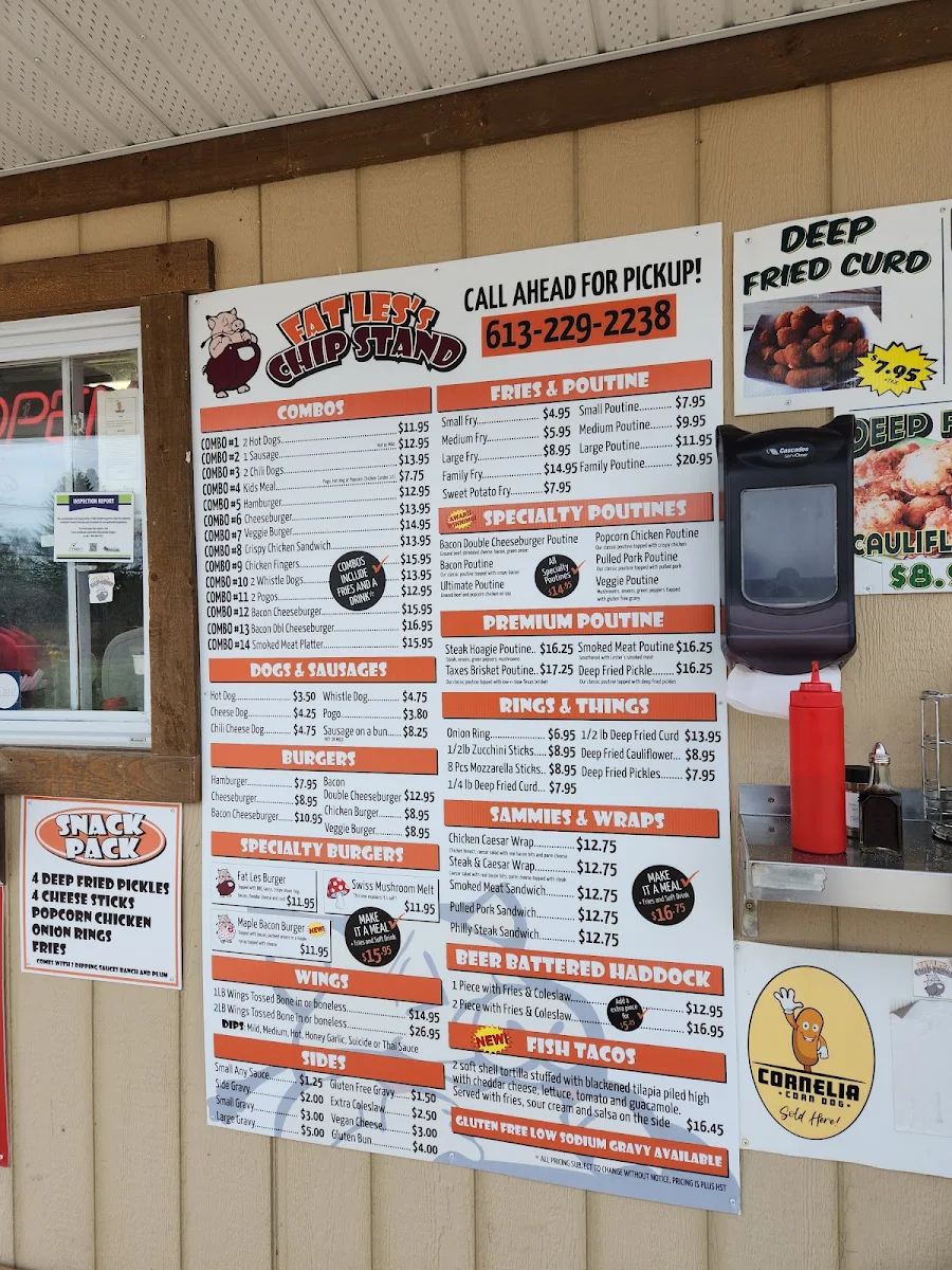 Menu, Fat Les's Chip Stand