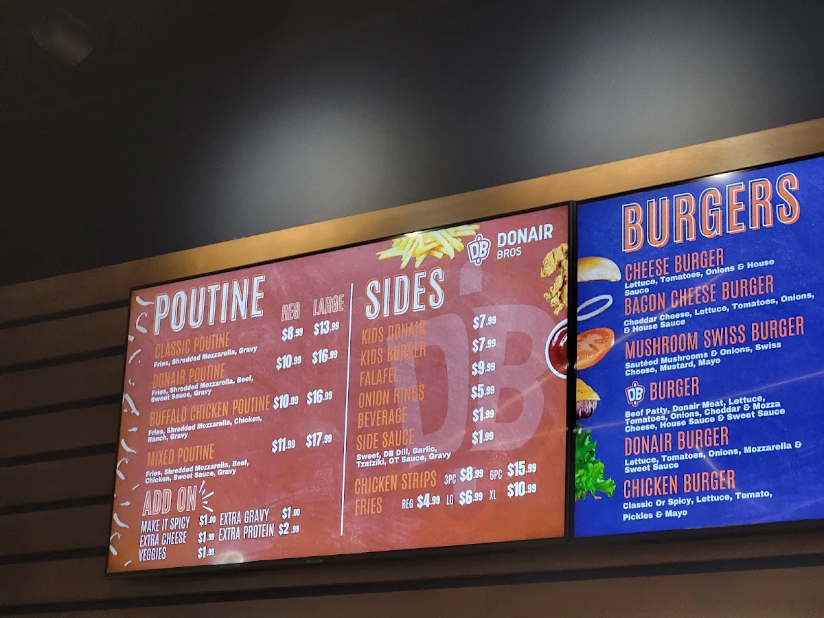 Menu, Donair Bros
