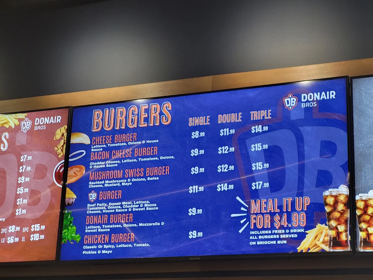 Menu, Donair Bros