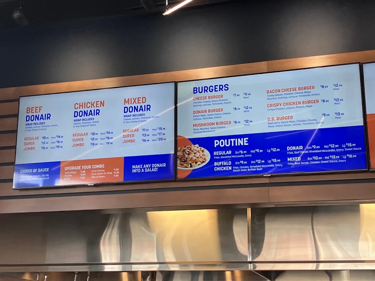 Menu, Donair Bros