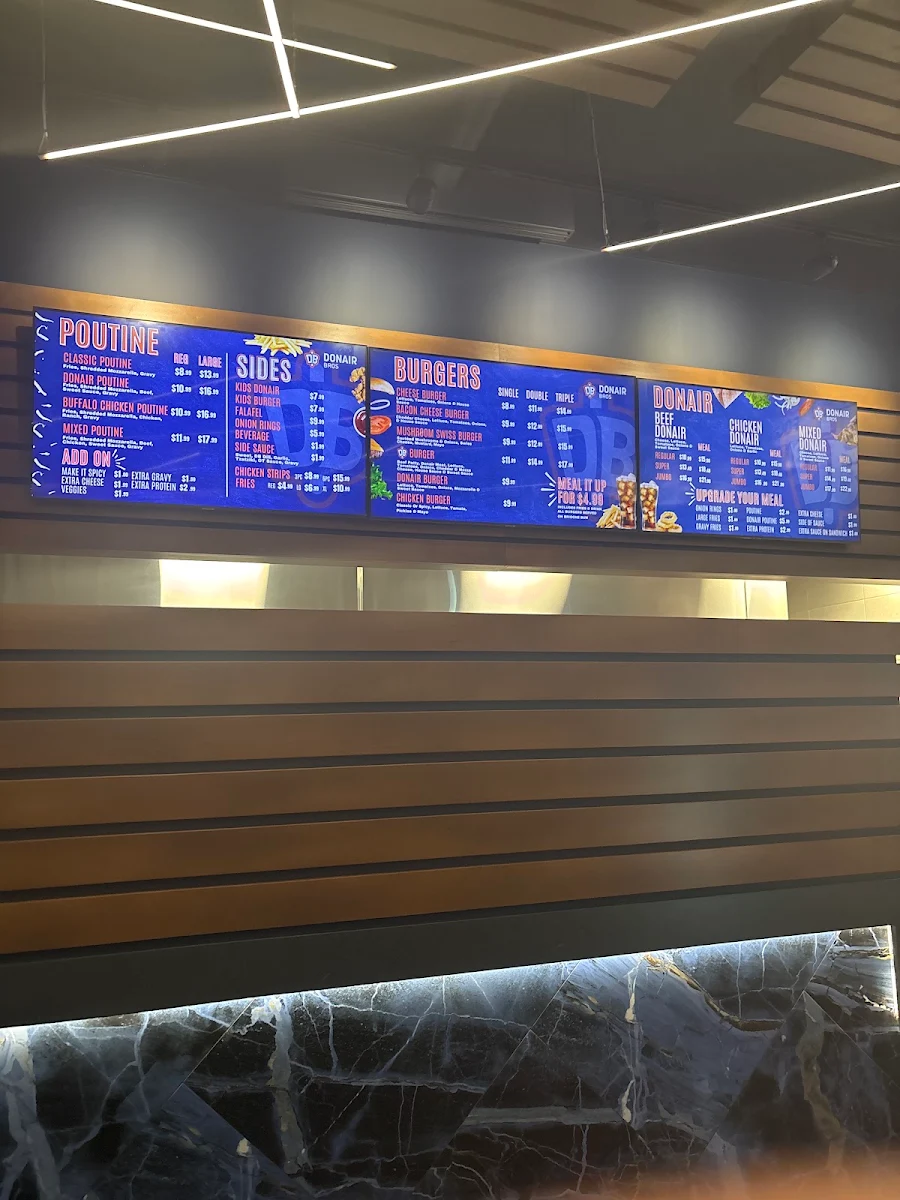 Menu, Donair Bros