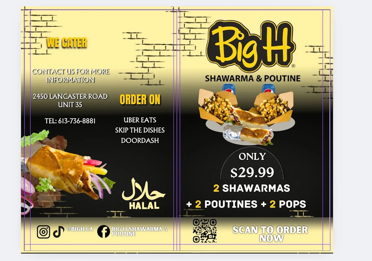 Menu, Big H Shawarma & Poutine