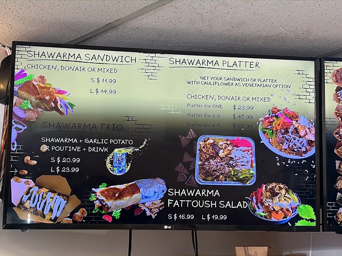 Menu, Big H Shawarma & Poutine