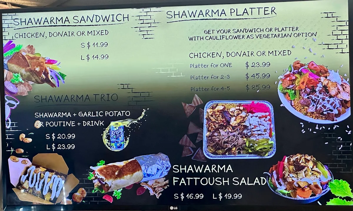 Menu, Big H Shawarma & Poutine