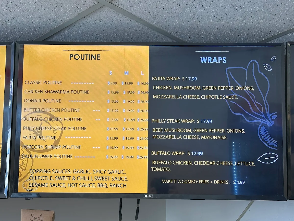 Menu, Big H Shawarma & Poutine