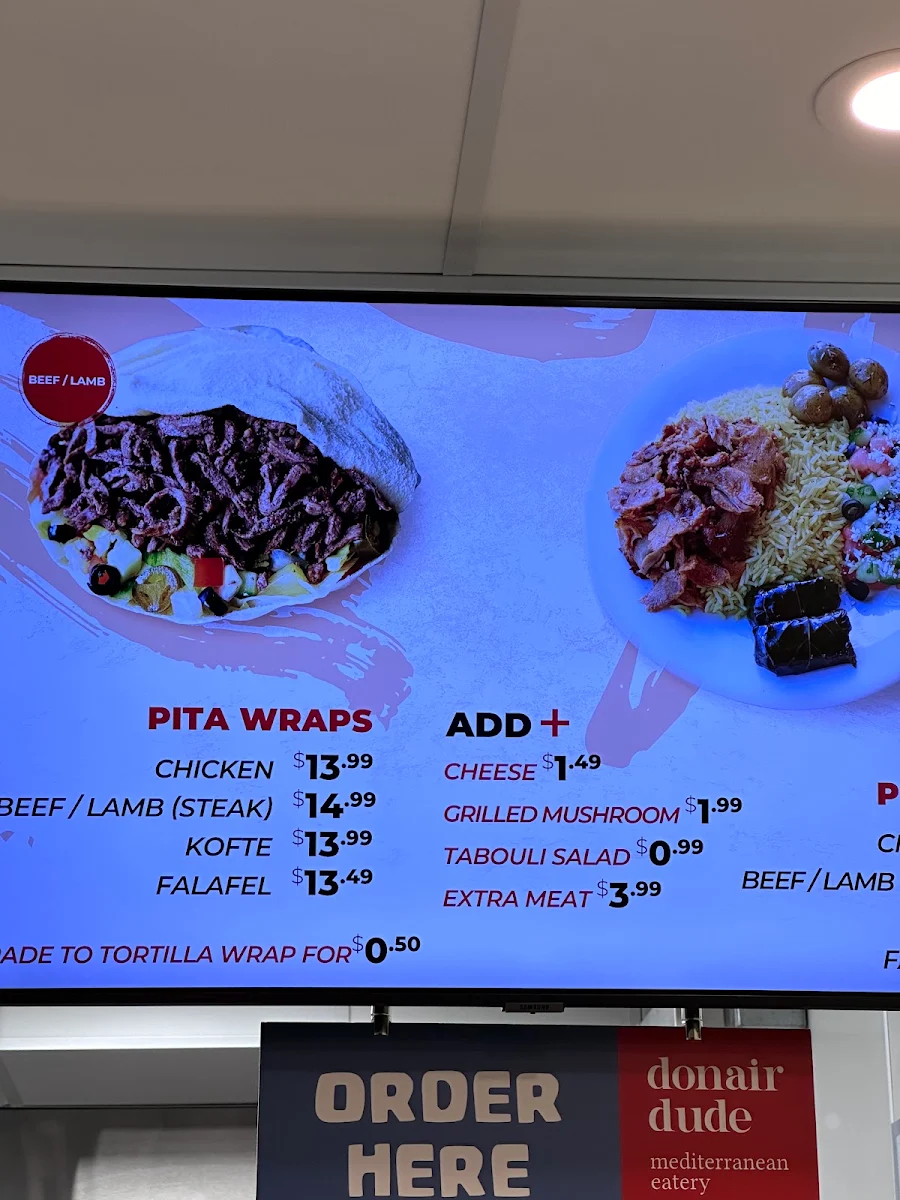 Menu, Donair Dude