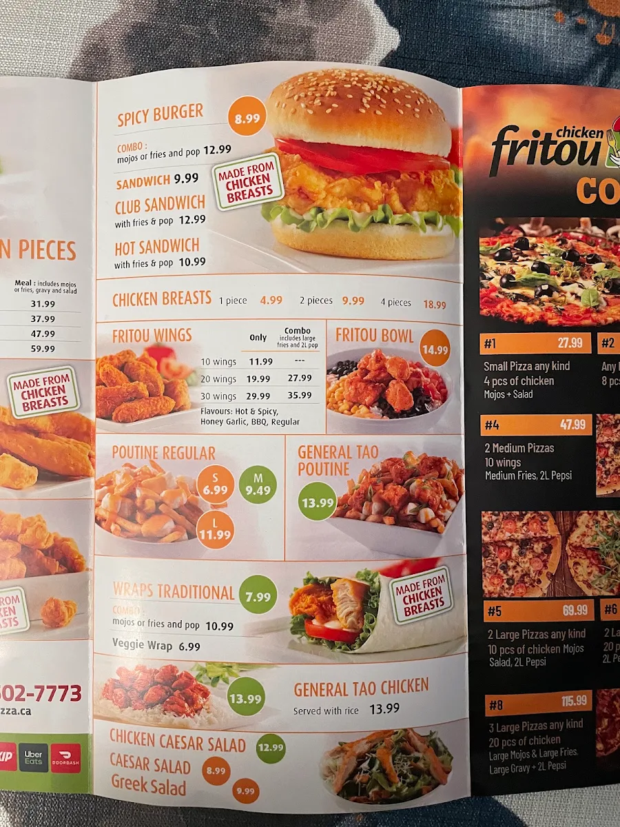 Menu, 777 Pizza & Fritou Fried Chicken