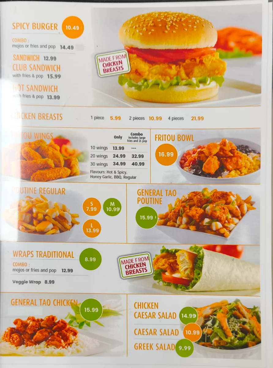 Menu, 777 Pizza & Fritou Fried Chicken