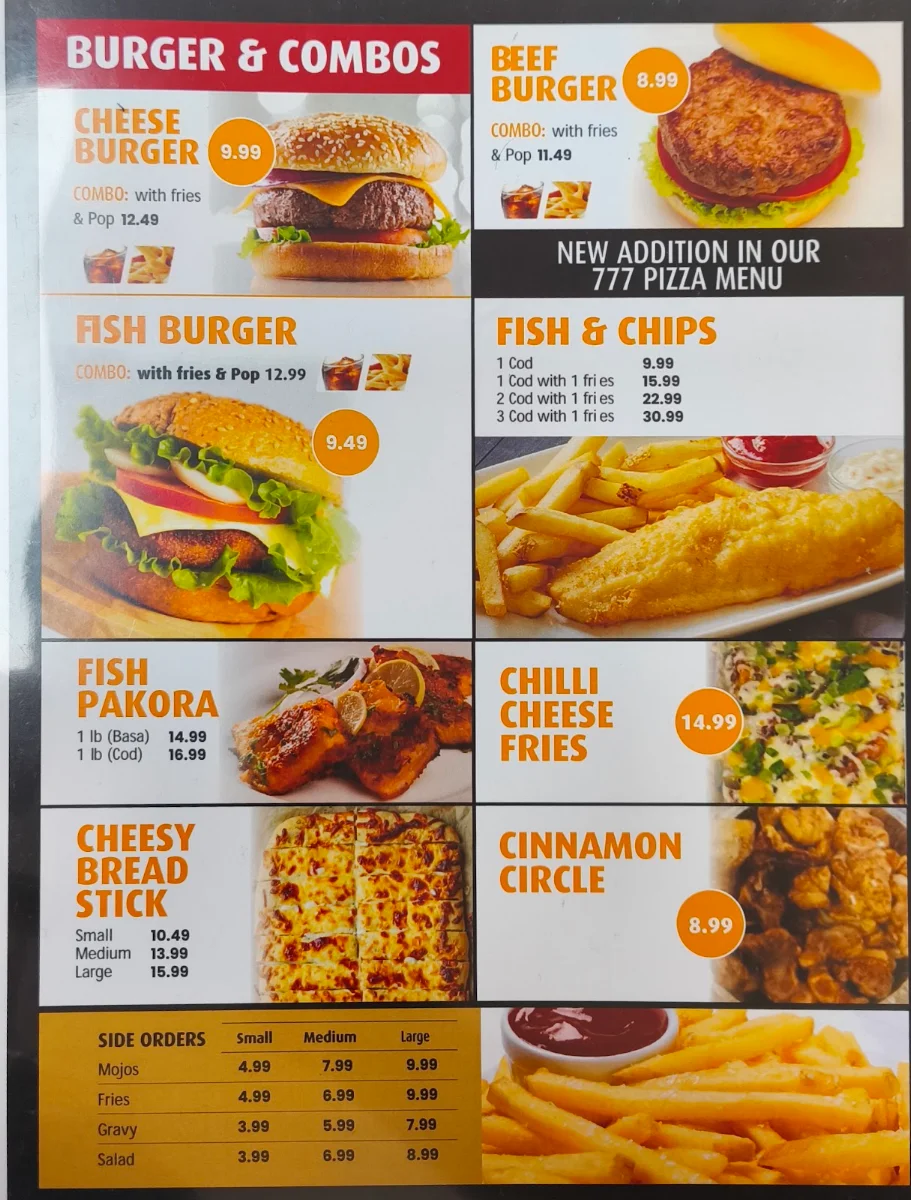 Menu, 777 Pizza & Fritou Fried Chicken