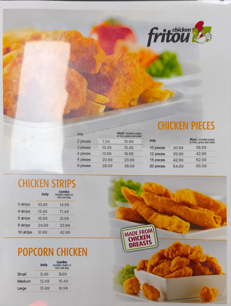 Menu, 777 Pizza & Fritou Fried Chicken