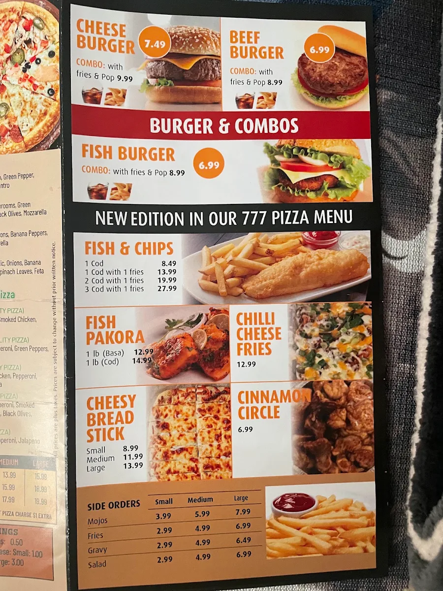 Menu, 777 Pizza & Fritou Fried Chicken