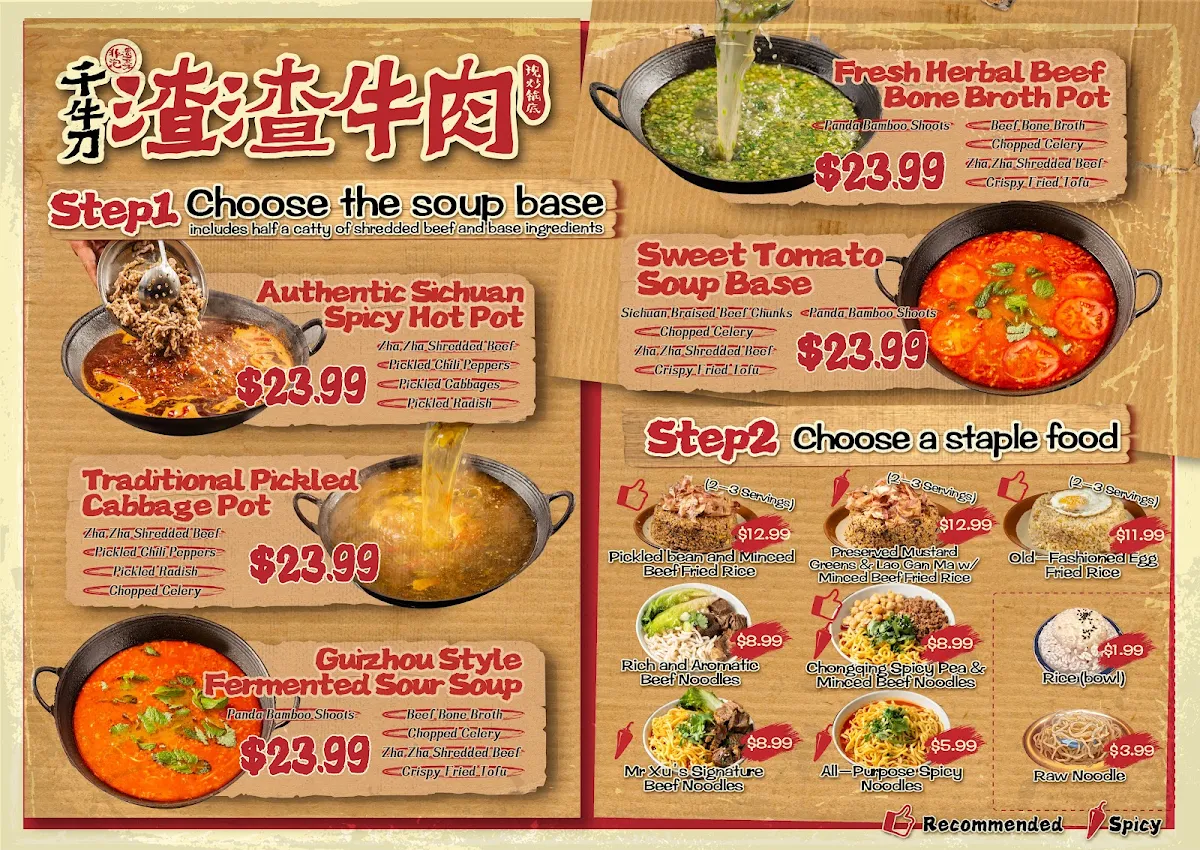 Menu, ZhaZha Beef Hotpot MALATANG
