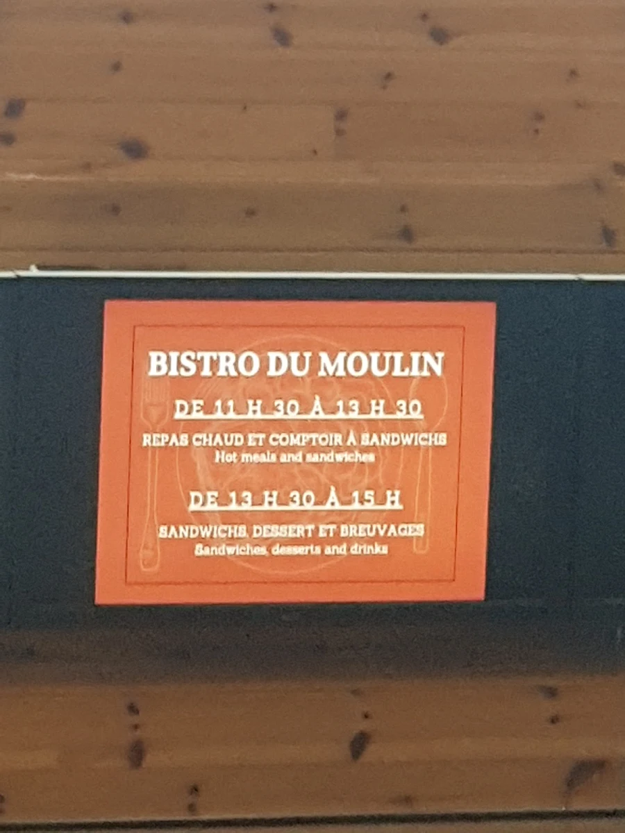 Menu, Restaurant du moulin (Val-Jalbert)