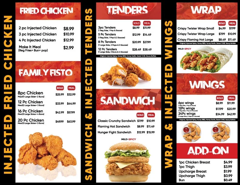 Menu, Hen n' bun - Brampton