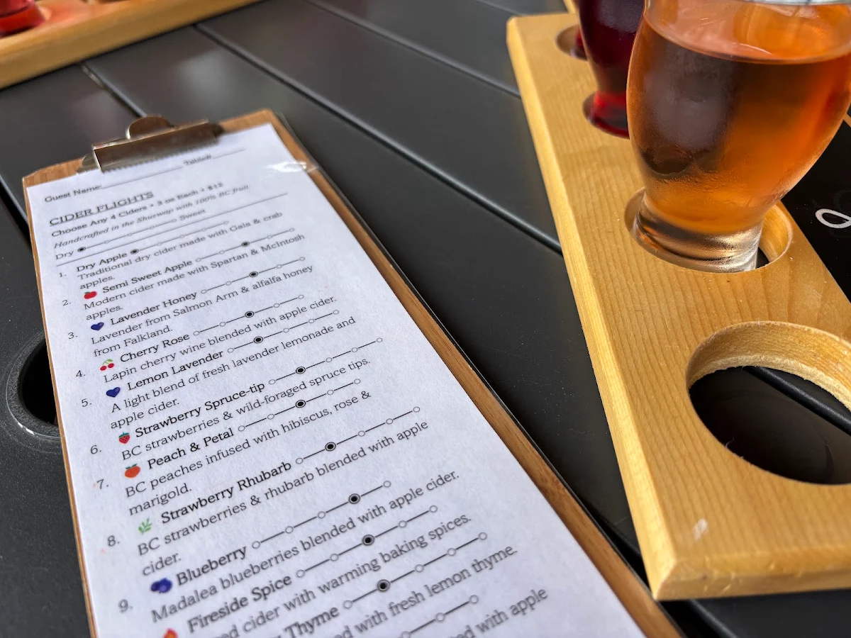 Menu, Shuswap Cider Company