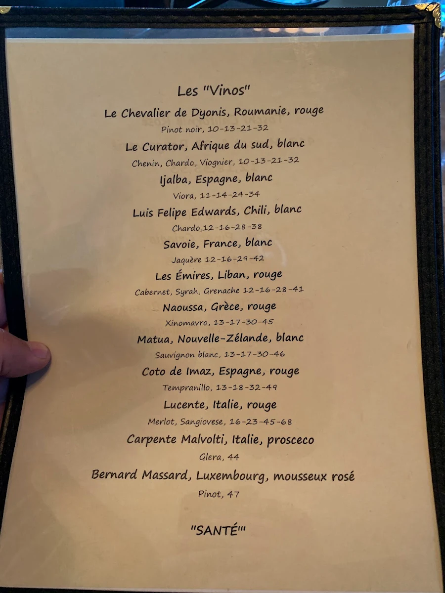 Menu, Resto Tandem