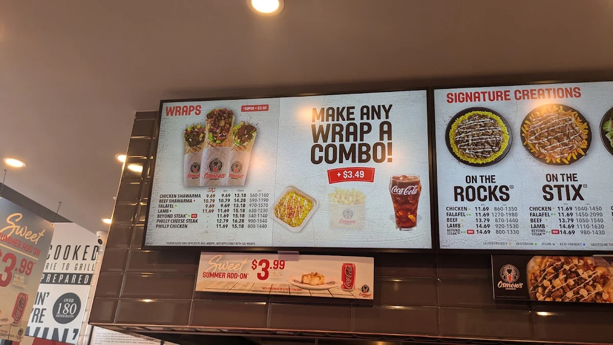 Menu, Osmow's Shawarma
