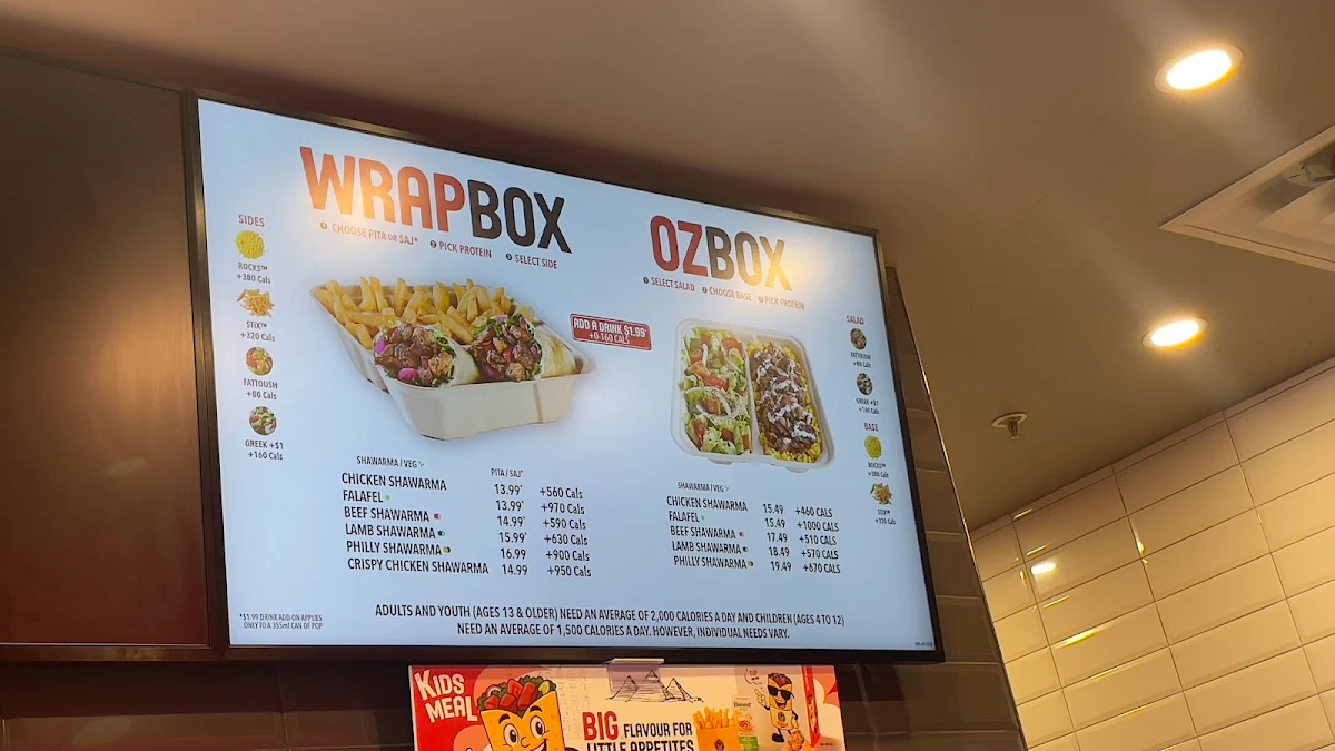 Menu, Osmow's Shawarma