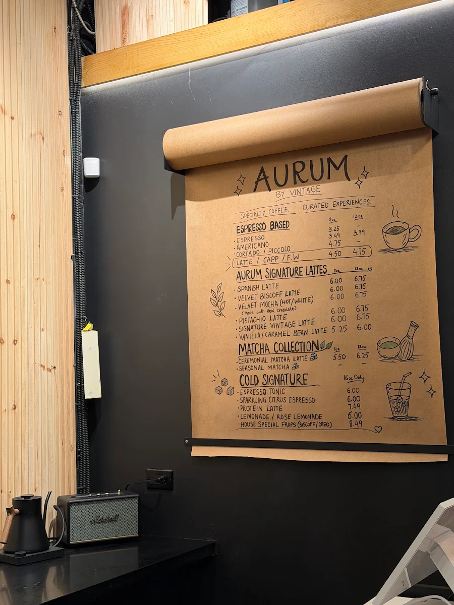 Menu, Aurum By Vintage