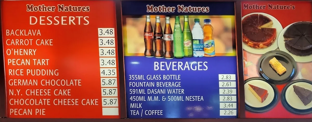 Menu, Mother Nature's