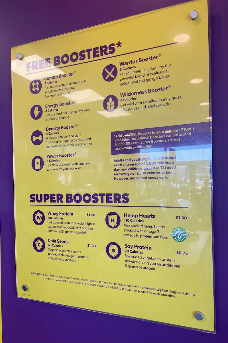Menu, Booster Juice