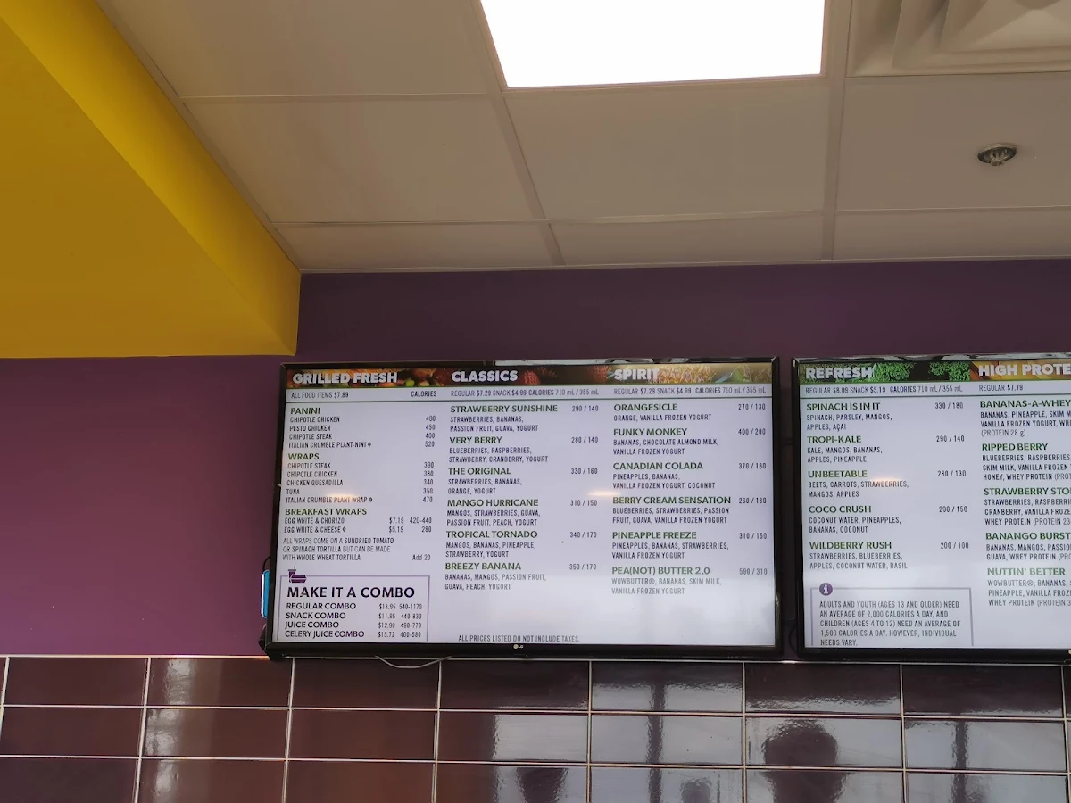 Menu, Booster Juice