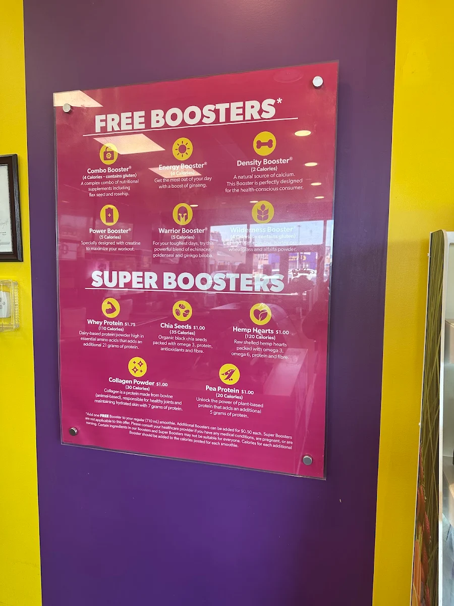 Menu, Booster Juice