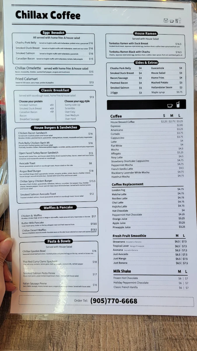 Menu, Chillax Coffee