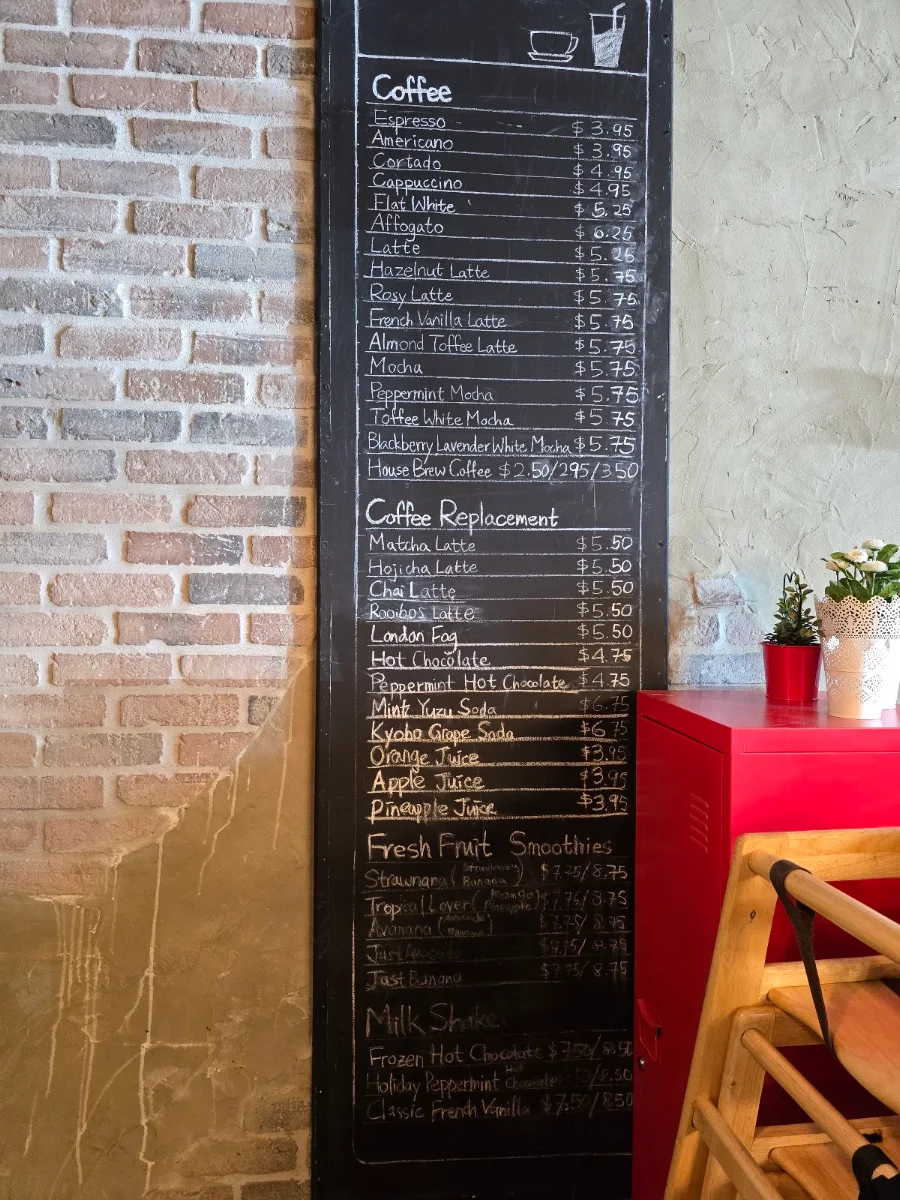 Menu, Chillax Coffee
