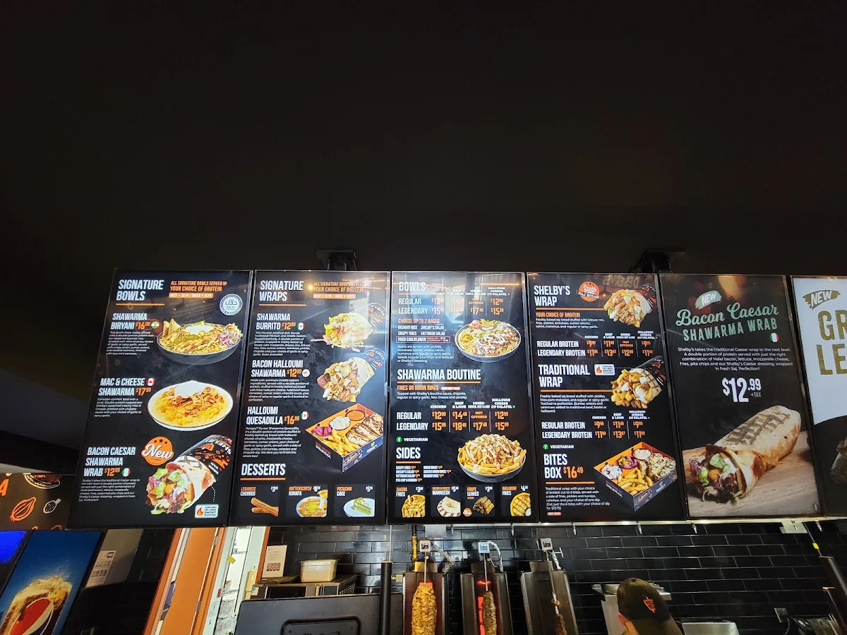Menu, Shelby's Legendary Shawarma