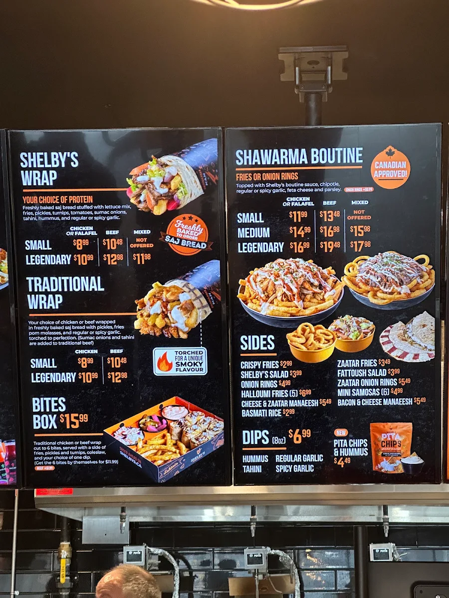 Menu, Shelby's Legendary Shawarma