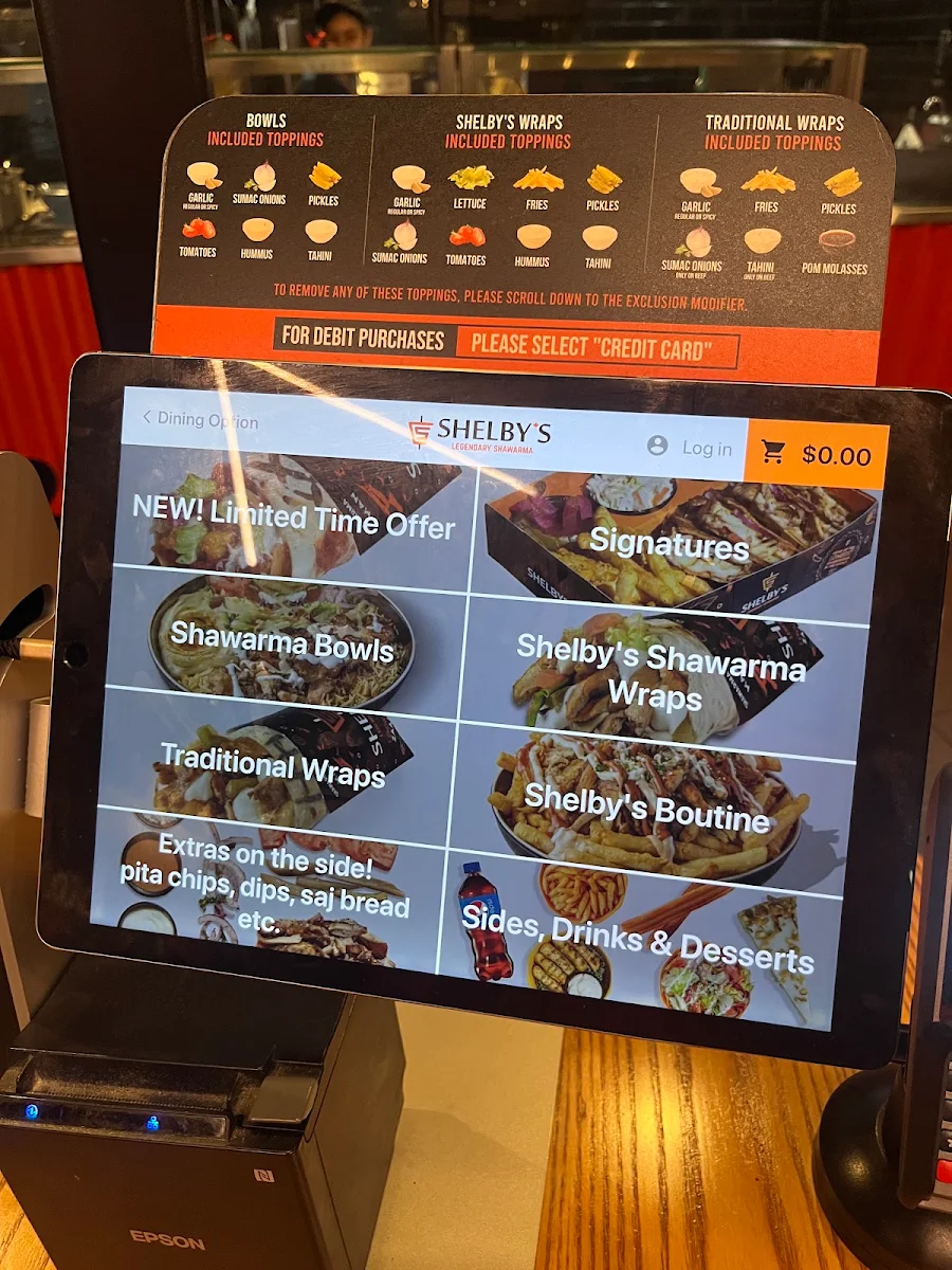 Menu, Shelby's Legendary Shawarma
