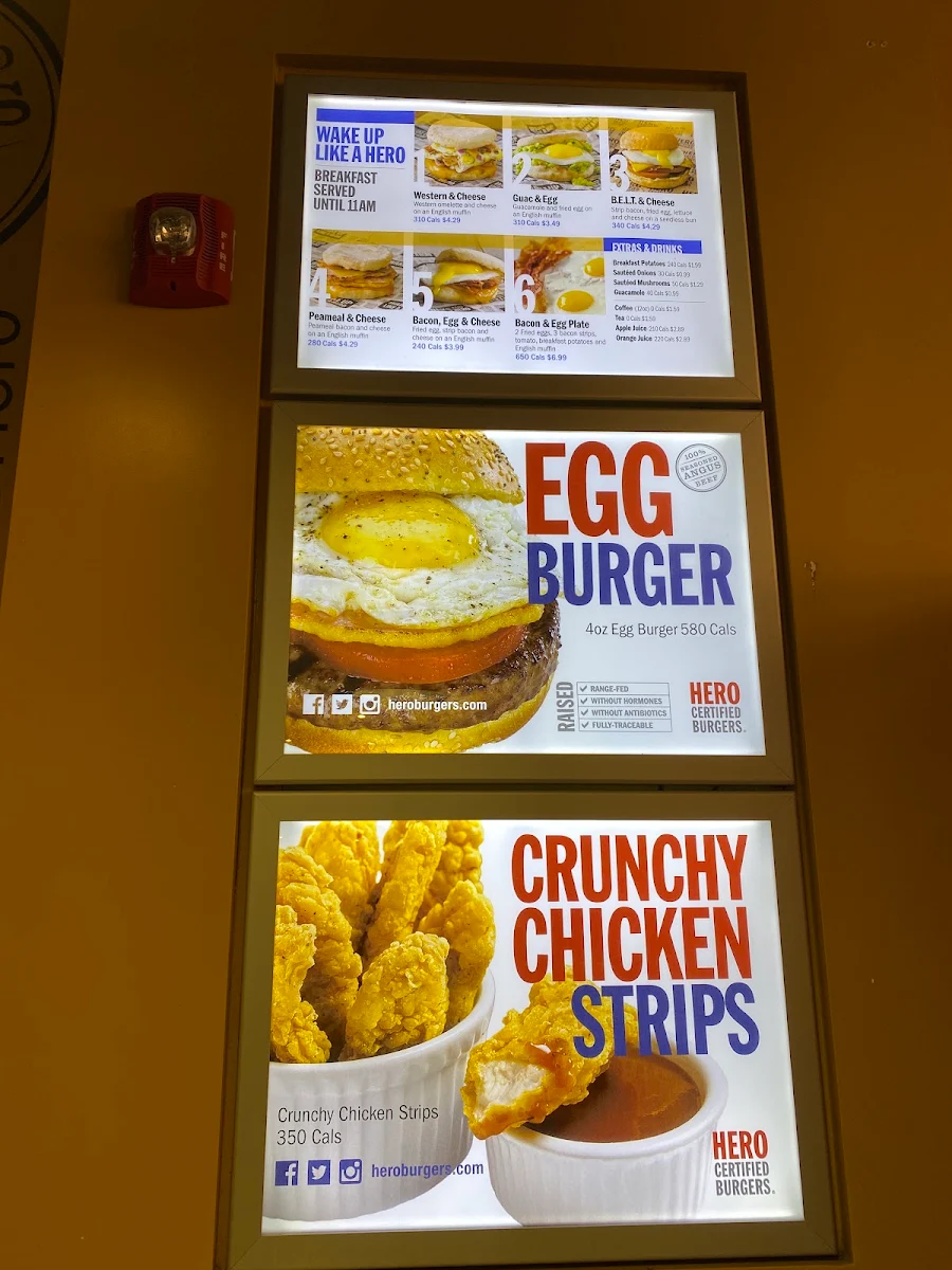 Menu, Hero Certified Burgers