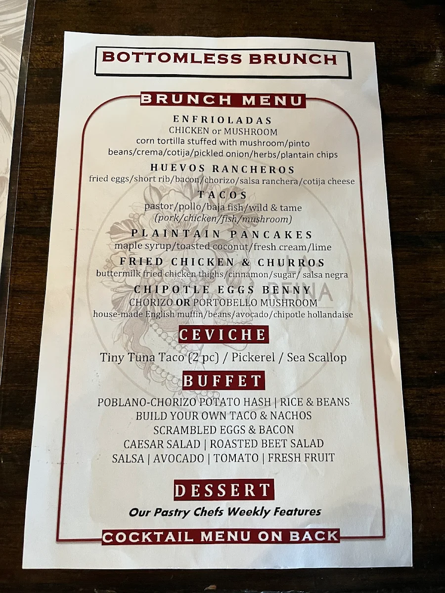 Menu, La Reina