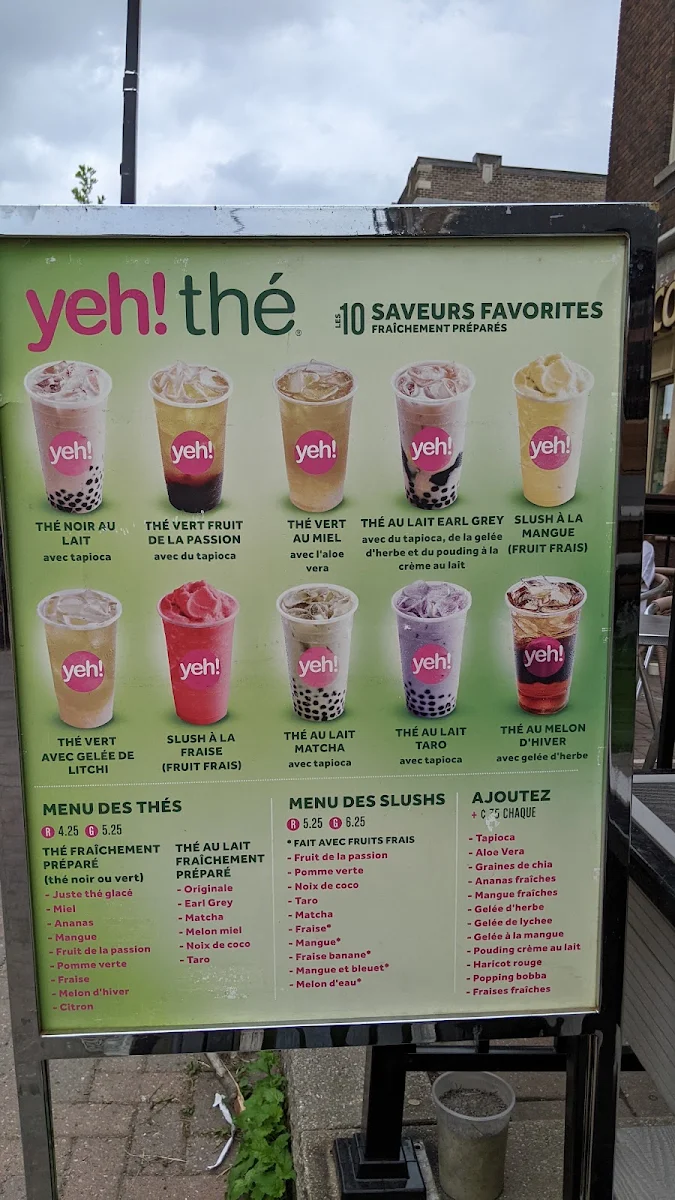 Menu, Yeh! Frozen Yogurt
