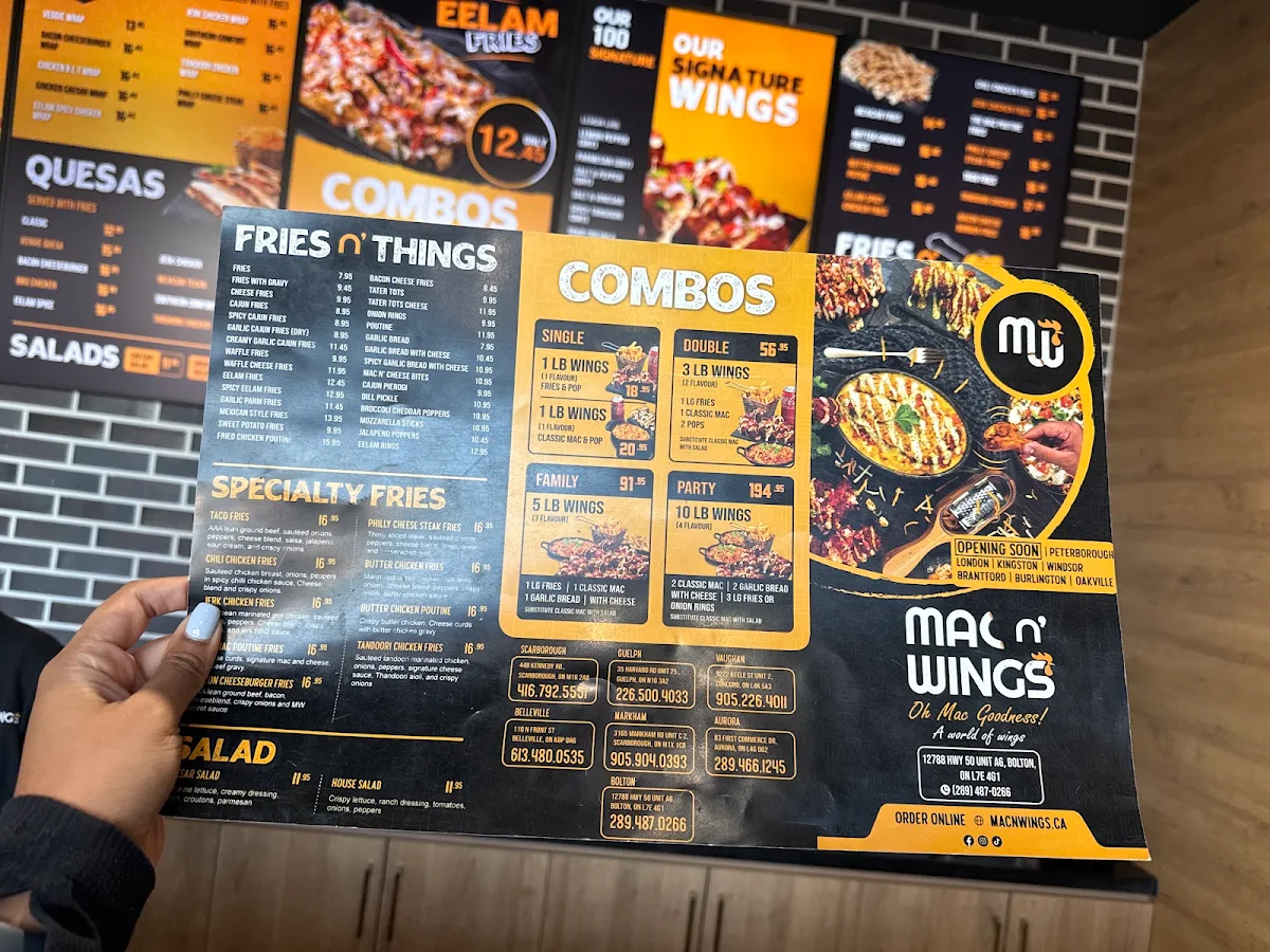 Menu, Mac N' Wings