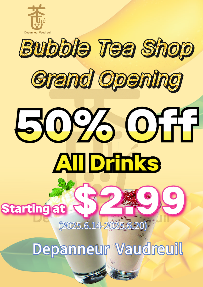 Menu, Vaudreuil Bubble Tea Shop