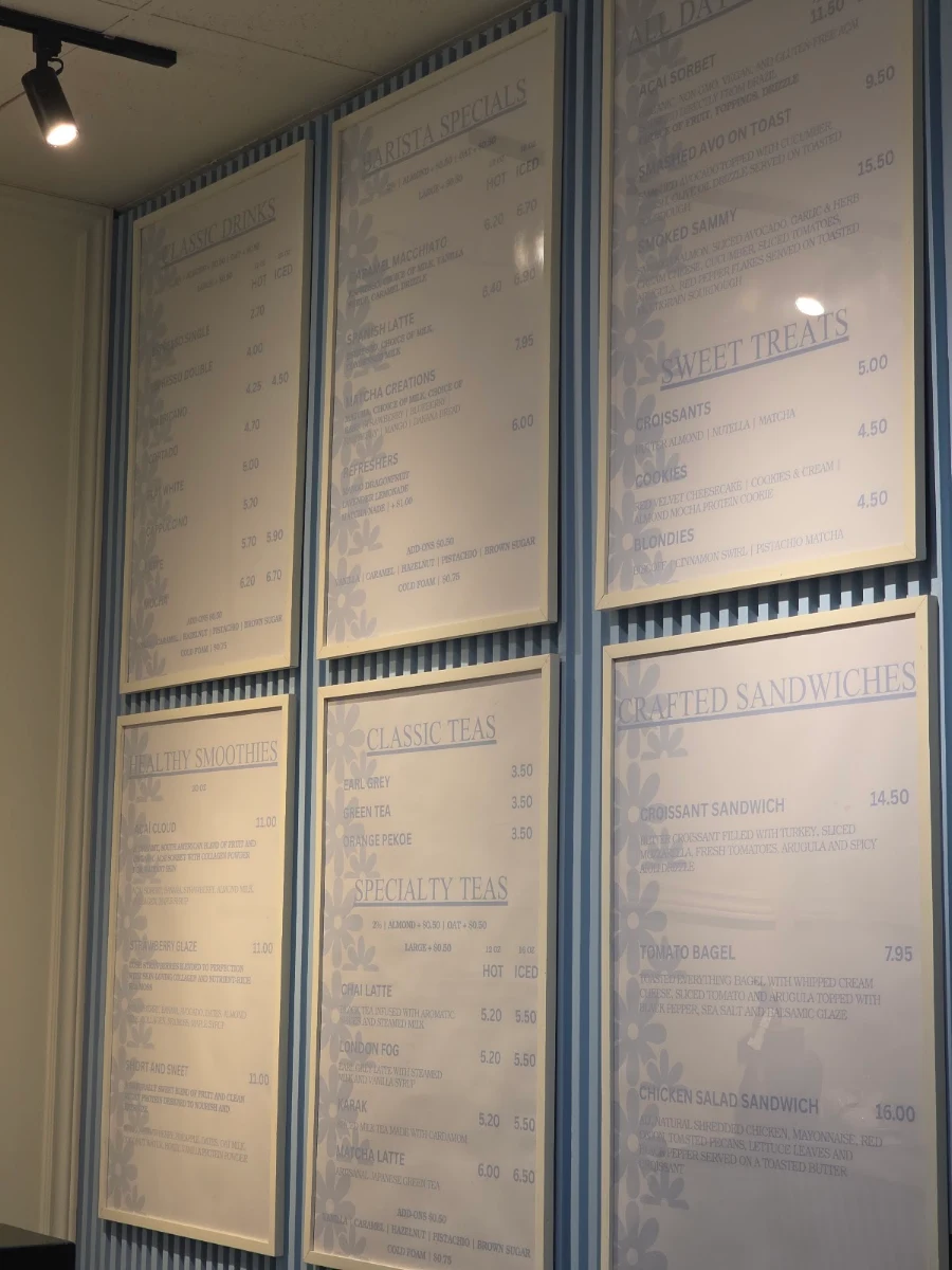 Menu, Twins Café