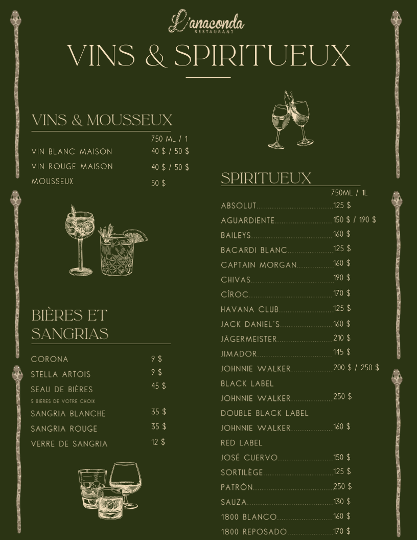 Menu, L'Anaconda