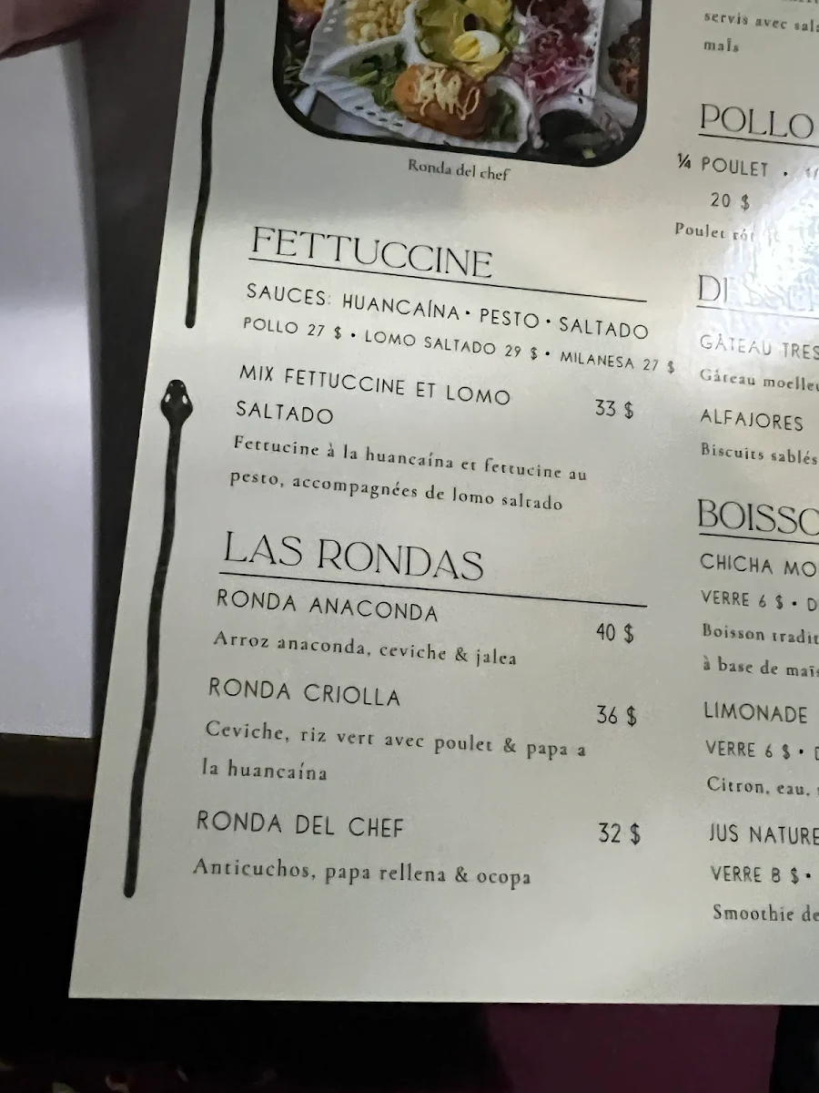 Menu, L'Anaconda