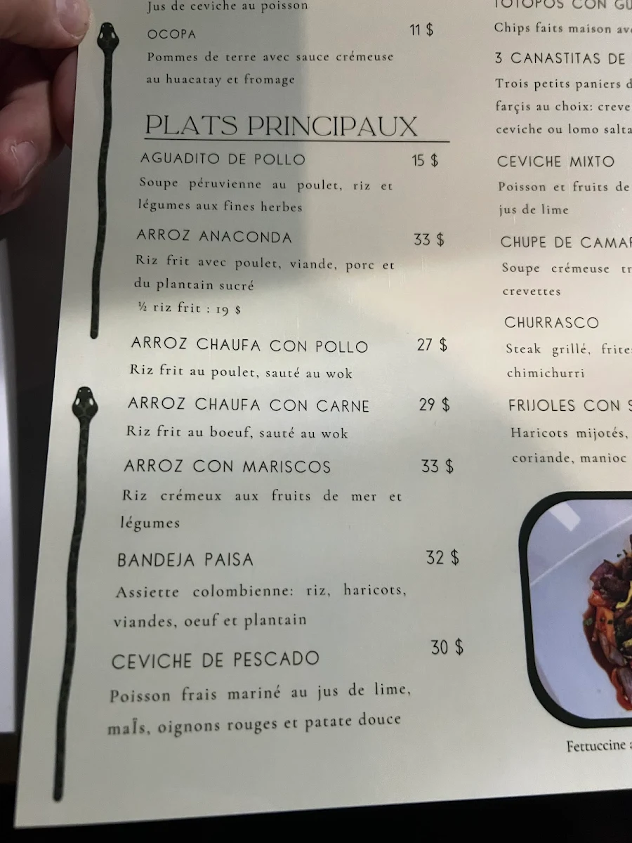 Menu, L'Anaconda