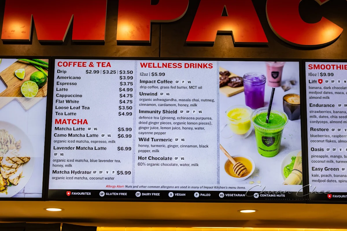 Menu, Impact Kitchen