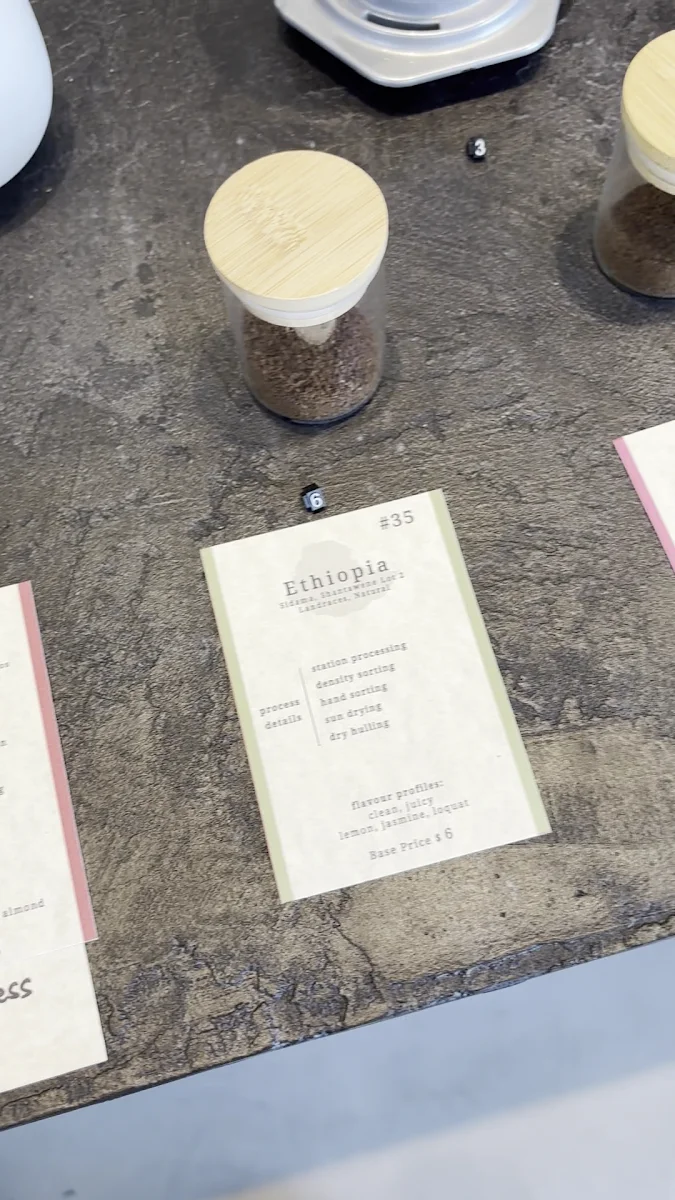 Menu, Hiyori Coffee