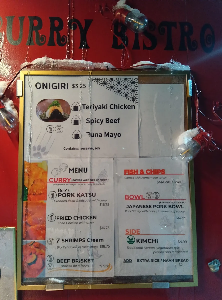 Menu, Curry Truck Bob's