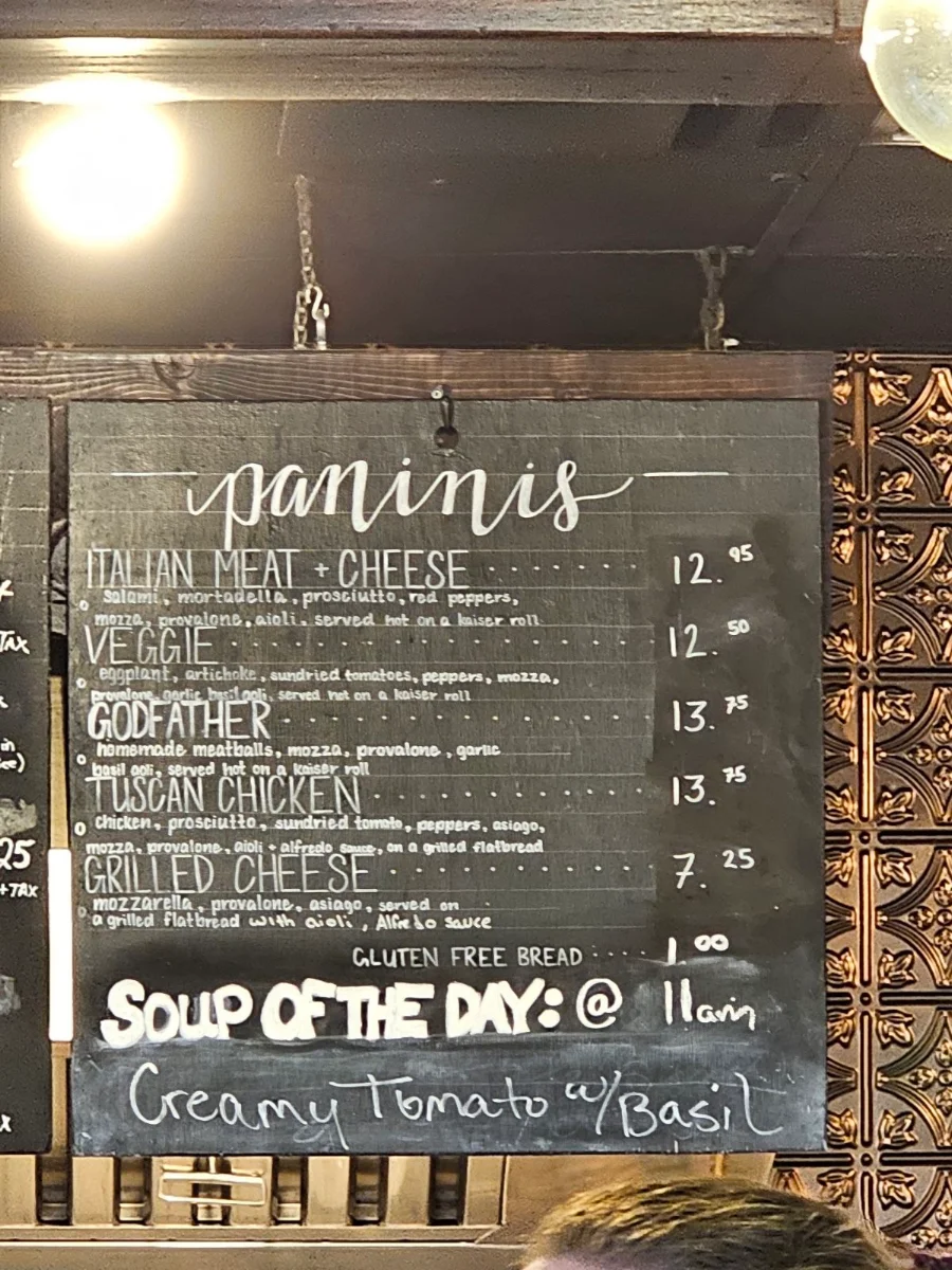 Menu, Sweet Capone's Italian Bakery and Cannoli Shop
