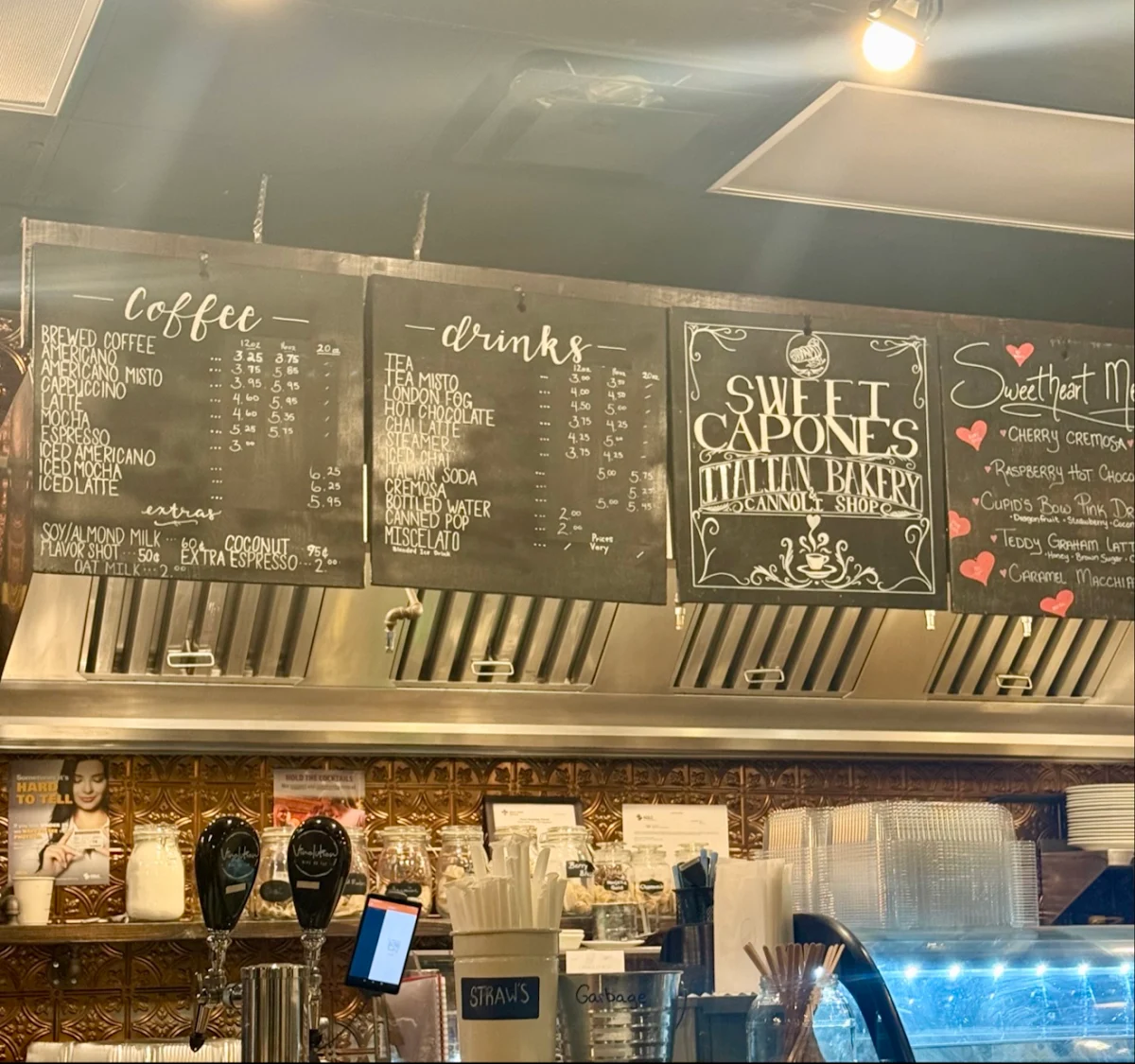 Menu, Sweet Capone's Italian Bakery and Cannoli Shop