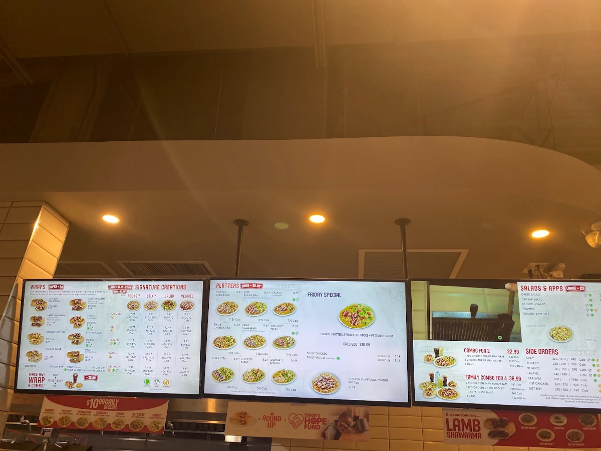 Menu, Osmow's Shawarma