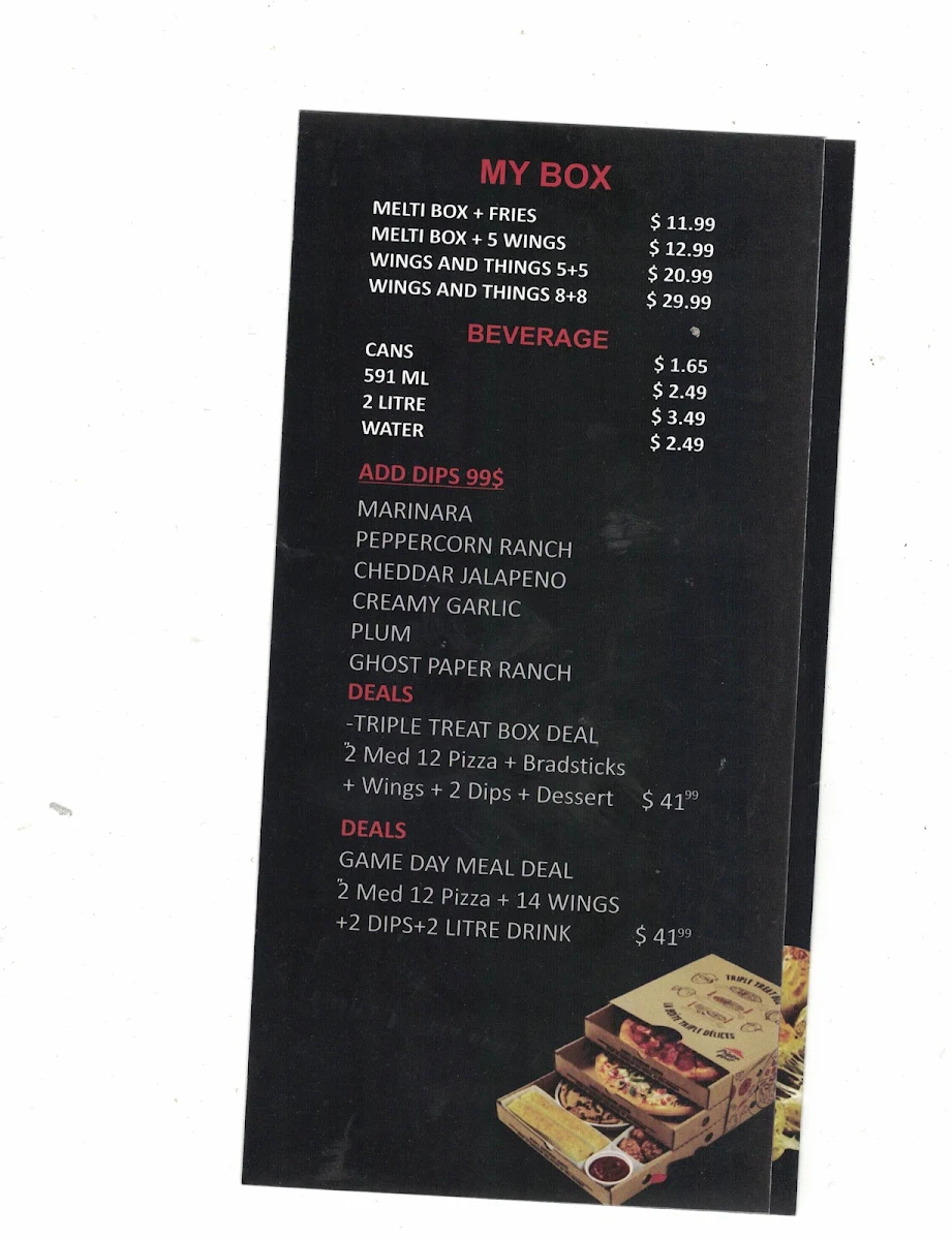 Menu, Pizza Hut Drumheller