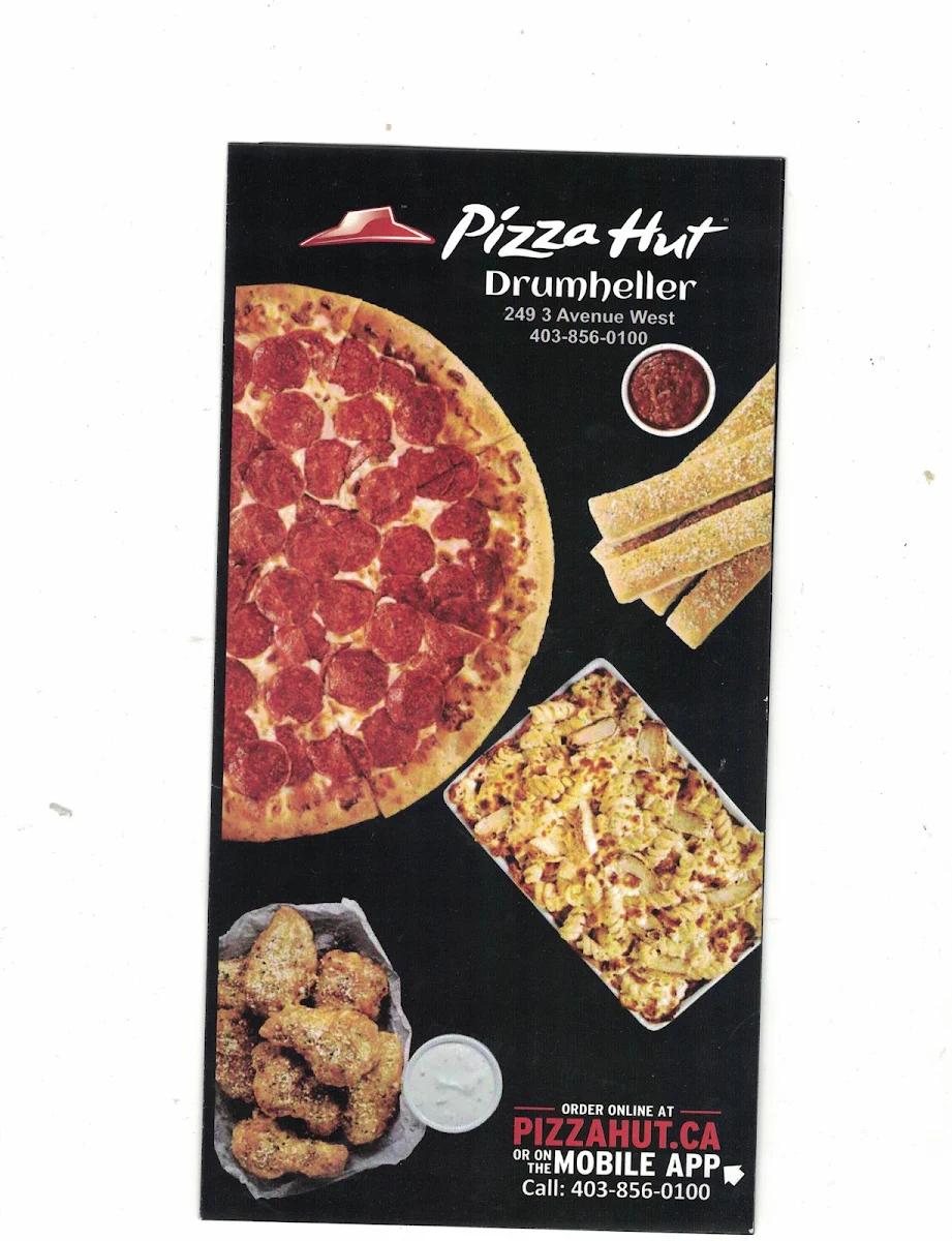 Menu, Pizza Hut Drumheller