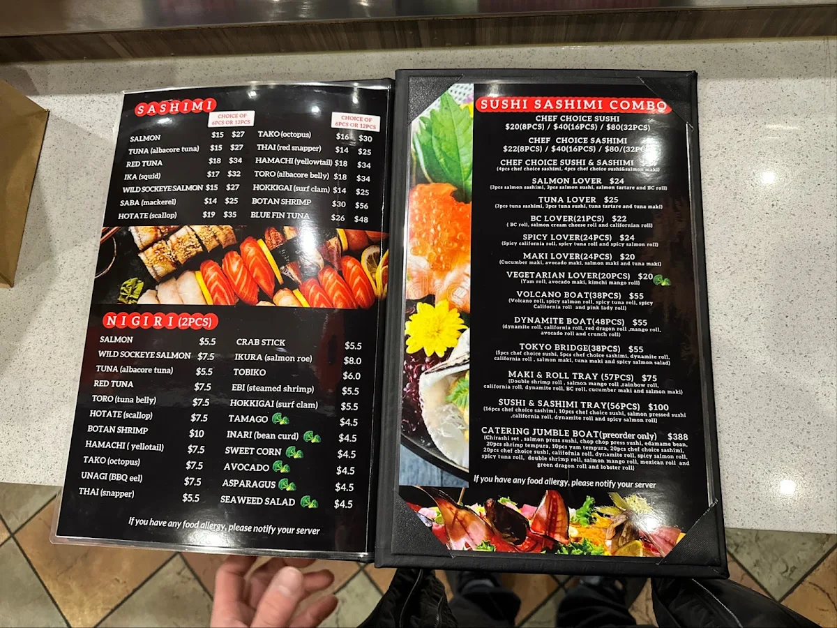 Menu, Shoyu Sushi